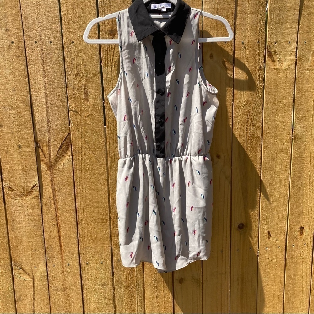 Bcbg Gray Romper Bcbgeneration Collared Key Hole … - image 6